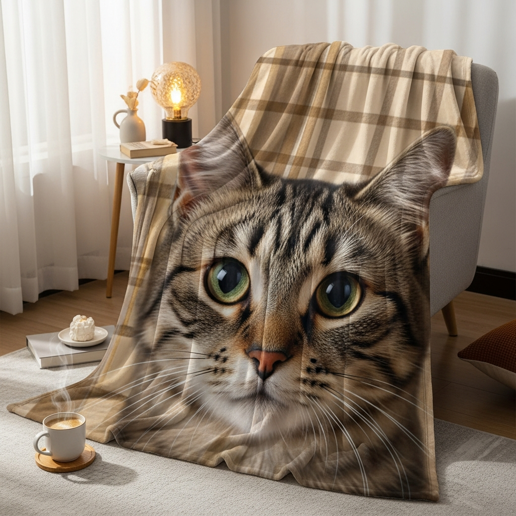 Плед с фото кота